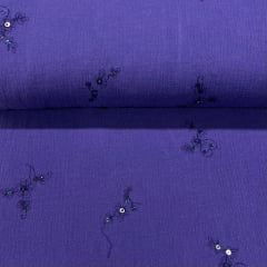 Crepe de Algodão Lantejoula Azul Royal Naif  BLACK