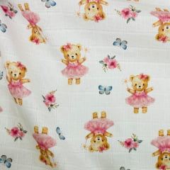 Fralda Quadriculada Digital Ursinho no Bosque 70x75cm