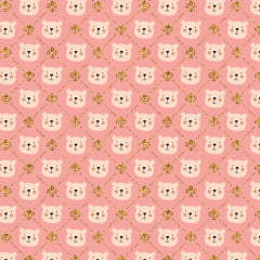 Tricoline Ursinho Rosa e Dourado  RRR 