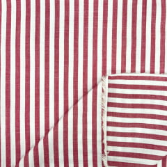 Tricoline Fio Tinto Listrado Vermelho MALUCA