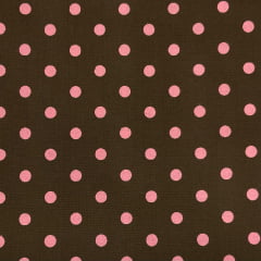 Tricoline Poa Médio Marrom com Rosa PROMO Tricoline Poa Médio Marrom com Rosa PROMO