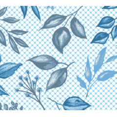 Tricoline Folhas Azul PROMO Tricoline Folhas Azul PROMO