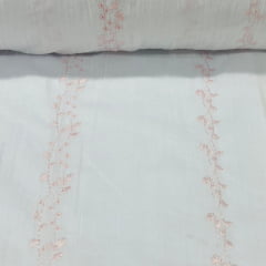 Crepe de Algodão Bordado Raminhos MALUCA
