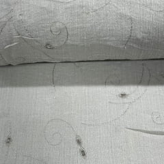 Crepe de Algodão Bordado Prata Purity MALUCA