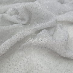 Malha Lurex Metalizada Branca Simples  MALUCA
