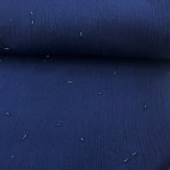 Crepe de Algodão Bordado Azul Marinho Purity MALUCA
