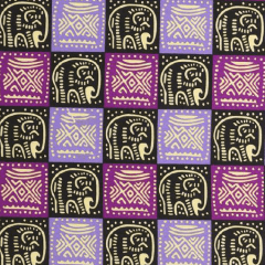 Oxford Africano Quadriculado Elefantes Roxo MALUCA