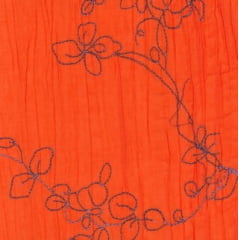 Crepe de Algodão Bordado Laranja Garden MALUCA