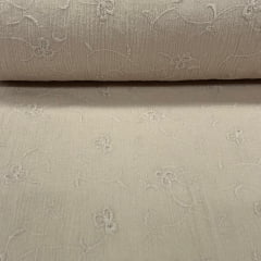 Crepe de Algodão Bege Ribbon TEMPORAL