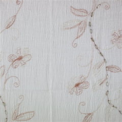 Crepe de Algodão Ramos Branco e Salmão Jasmine TEMPORAL