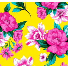 Chitão Flores Rosa no Amarelo TEMPORAL