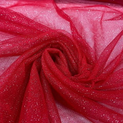 Tule Glitter Vermelho com Prata TEMPORAL