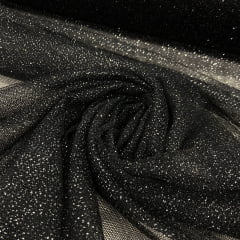 Tule Glitter Preto com Prata TEMPORAL Tule Glitter Preto com Prata TEMPORAL