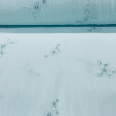 Crepe de Algodão Lantejoula Verde Água Naif TEMPORAL