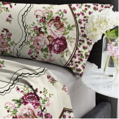 Microfibra Flores Fundo Bege 2,40m RRR