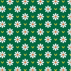 CORTE 0,40x1,50cm Tricoline Margaridas Fundo Verde 