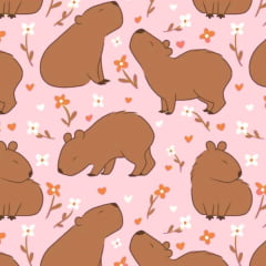 Tricoline Capivarias Fundo Rosa RRR