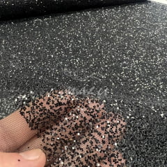 Tule Glitter Pesado Preto RRR