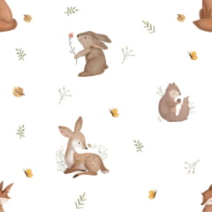 CORTE 0,50x1,50cm Tricoline Autoral Bichinhos do Bosque 