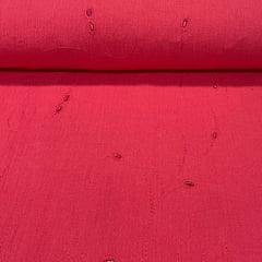 CORTE 0,60x1,20m Crepe de Algodão Bordado Vermelho Purity CORTE 0,60x1,20m Crepe de Algodão Bordado Vermelho Purity