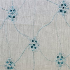 Crepe de Algodão Branco e Azul Lantejoula Soleil RRR
