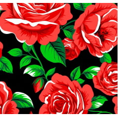 CORTE 0,70x1,50cm Chitão Rosas Vermelhas 