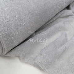 Malha Lurex Metalizada Branca Simples RRR
