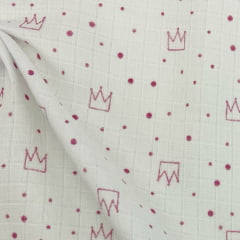 Fralda Quadriculada Mini Coroas Rosa RRR