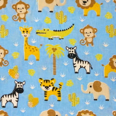 Tricoline Bichos do Safari Azul Find Tricoline Bichos do Safari Azul Find