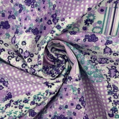 CORTE 0,90x2,50cm Percal 150 Fios Patchwork Violeta