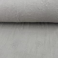 Crepe de Algodão Cinza Claro Botanica RRR Crepe de Algodão Cinza Claro Botanica RRR