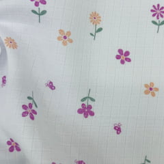 CORTE 60x75cm Fralda Quadriculada Mini Flores De Verão CORTE 60x75cm Fralda Quadriculada Mini Flores De Verão