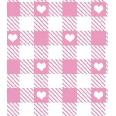CORTE 1,00x1,40cm Chitinha Xadrez Coração Rosa CORTE 1,00x1,40cm Chitinha Xadrez Coração Rosa