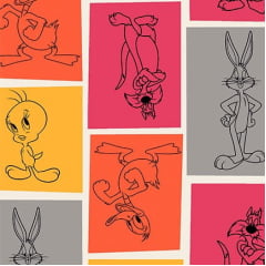 Tricoline Looney Tunes Formas Coloridas Quentes RELÂMPAGO Tricoline Looney Tunes Formas Coloridas Quentes RELÂMPAGO