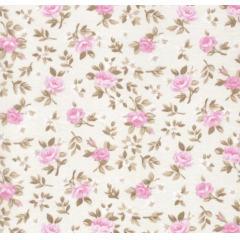 CORTE 0,50x1,50cm Tricoline Floral Lucia Marfim com Rosa CORTE 0,50x1,50cm Tricoline Floral Lucia Marfim com Rosa