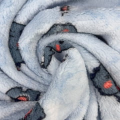 Sherpa Estampado Dinos Fundo Azul RRR