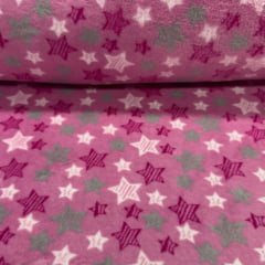 CORTE 1,00x1,60cm Fleece Estrelas Fundo Rosa CORTE 1,00x1,60cm Fleece Estrelas Fundo Rosa