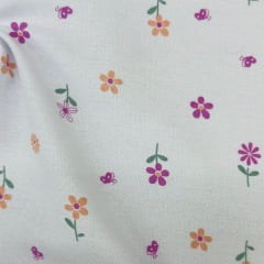 CORTE 0,80x0,80m Flanela Cueiro Premium Flores de Verão 
