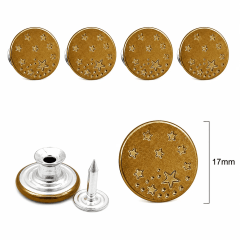 Botão Flex Jeans 17mm Ouro Velho com Estrelas