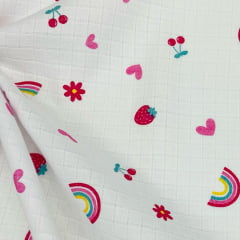 Fralda Quadriculada Mini Frutinhas e Arco-íris 