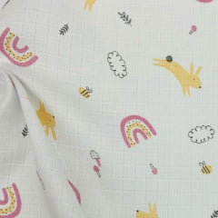 Fralda Quadriculada Mini Coelhinhos Amarelos 