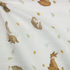 Fralda Quadriculada Digita Amigos da Floresta 70x75cm