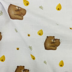 Fralda Quadriculada Digita Mamãe Urso no Bosque 70x75cm
