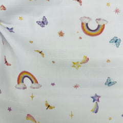 Fralda Quadriculada Digital Arco-Íris Encantado 70X75cm