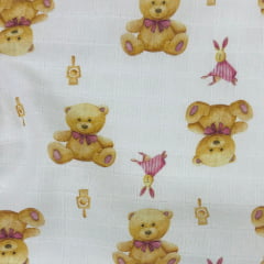 Fralda Quadriculada Digital Urso Menina