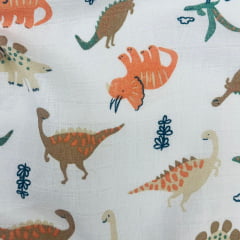 Fralda Quadriculada Estampada Dinos 70x75 Fralda Quadriculada Estampada Dinos 70x75