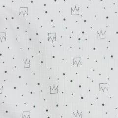 Fralda Quadriculada Mini Coroas Cinza 70x75cm