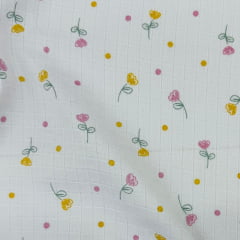 Fralda Quadriculada Mini Flores Lindas 