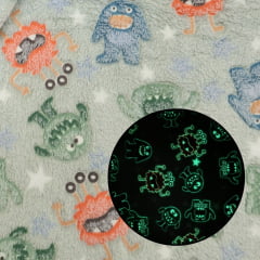 Fleece Brilha no Escuro Monstrinhos Verde
