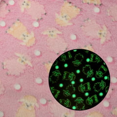 Fleece Brilha no Escuro Ovelhas Rosa